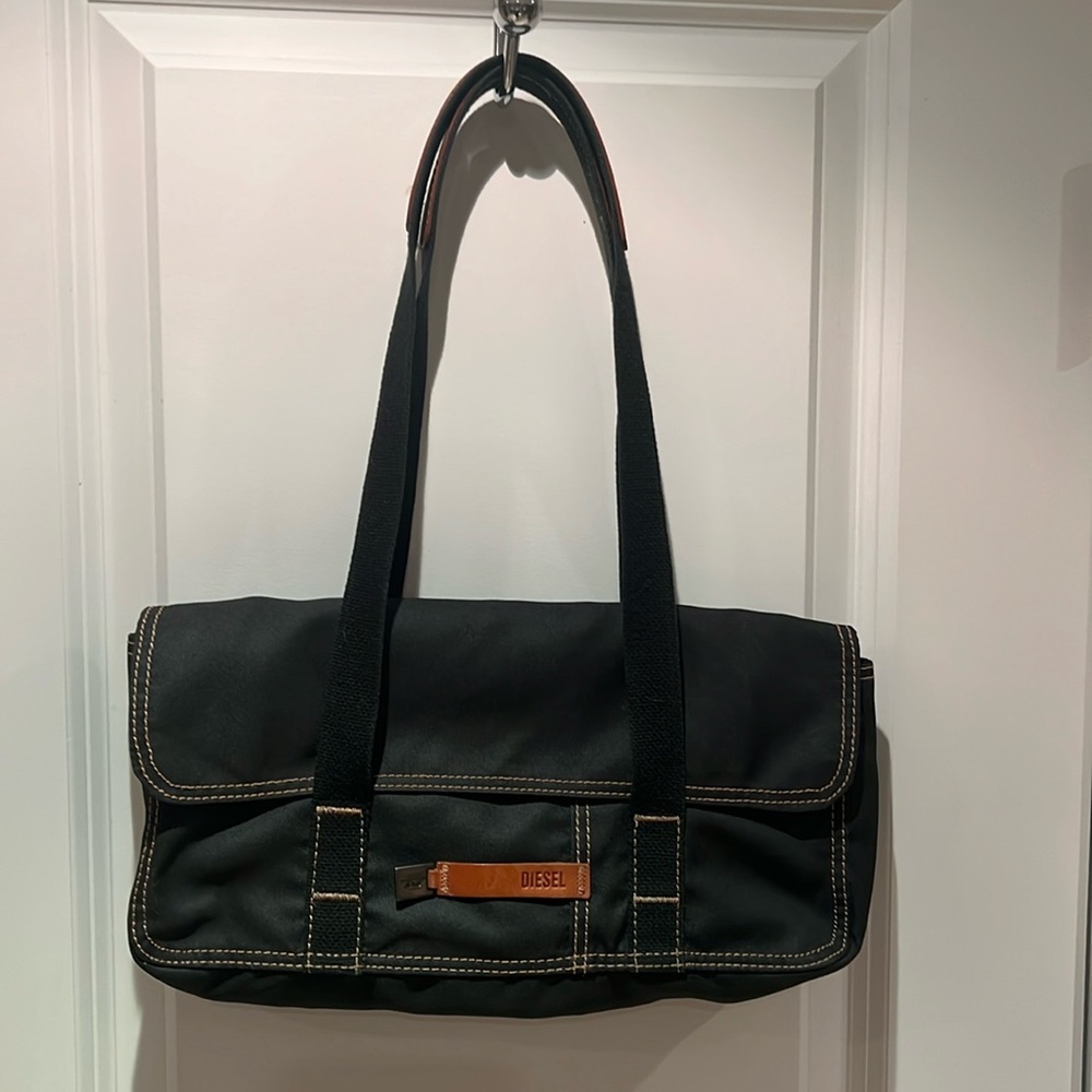 Diesel Grey Nylon with Leather Accent Shoulder Purse 💖🤩 - Picture 3 of 14